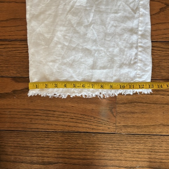 RESET by Jane White Wide leg Cropped Raw hem Linen Pants Size M - Picture 9 of 12